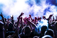 Wild party crowd at a concert