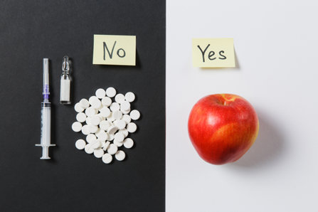 Yes to health, no to drugs - concept