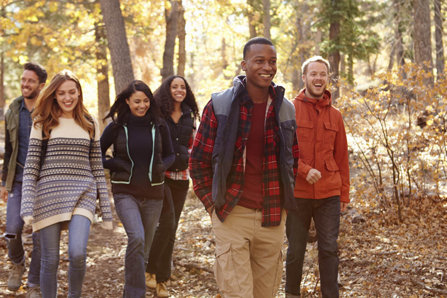 young adults out walking together