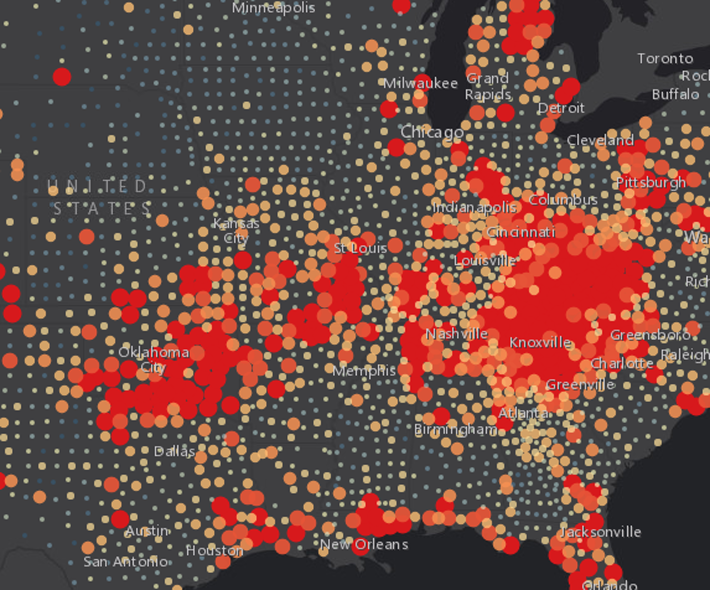 map of overdose deaths in 2014
